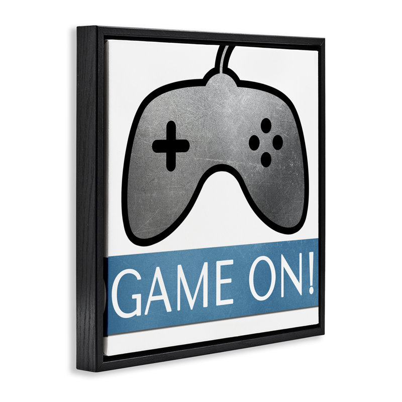 Art mural sur toile encadrée "Game on contrôleur" par Kim Allen, Cadre flottant noir de jais, H 18 po x l 18 po