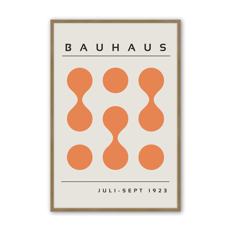 Orange Bauhaus, impression encadrée, Reproduction encadrée sans passe-partout, Or brossé, H 15,25 po x l 12,25 po x P 1,25 po