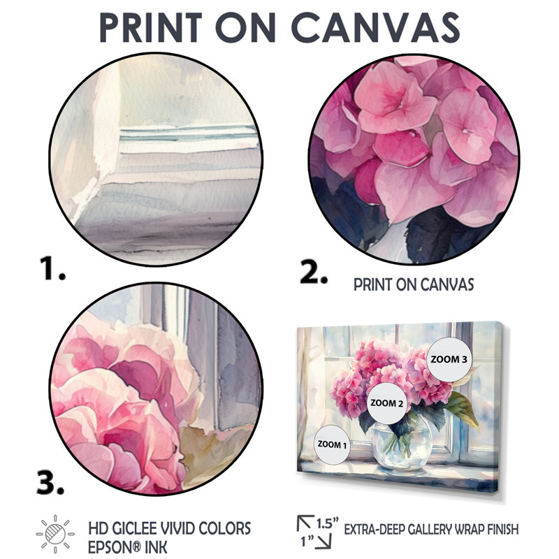 Irodita hydrangea Bouquets by the Window II - Hydrangea Wall Art, Reproduction encadrée d'une seule photo, H 30 po x l 40 po