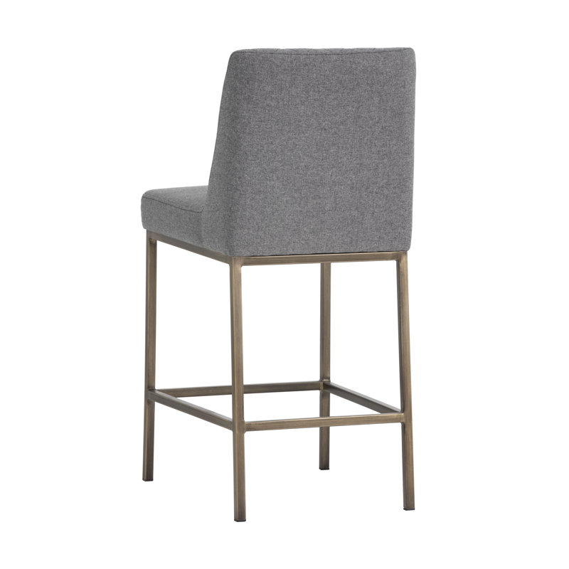 5West Upholstered Stool with Metal Frame, Dark Gray Performance Basketweave, Counter Stool (26" Seat Height)