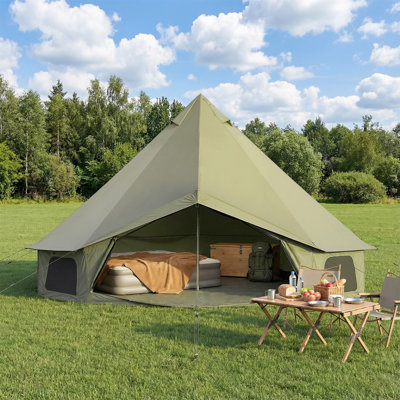 Tente de campement pour 6 à 6 personnes, tente de yourte 4 saisons avec cuisinière, tentes de camping - 16,4 pi