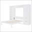 Grand lit escamotable avec placard intégré, tiroirs et tablettes pour une utilisation efficace de l'espace, blanc