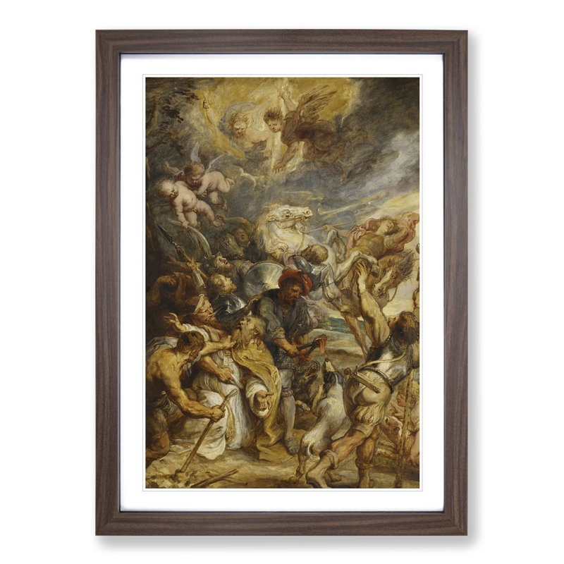 Martyrdom of Saint Livinus by Peter Paul Rubens - Picture Frame Painting, 65cm H x 48cm W x 2cm D, Walnut Framed