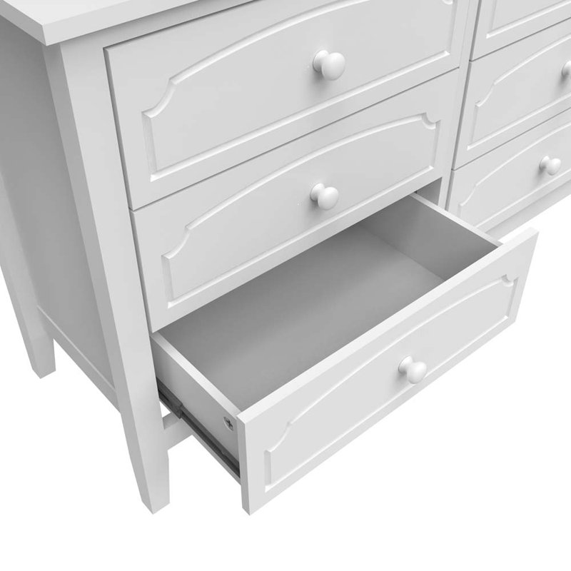 Commode combinée en bois massif à 6 tiroirs 15,75 po Arczi