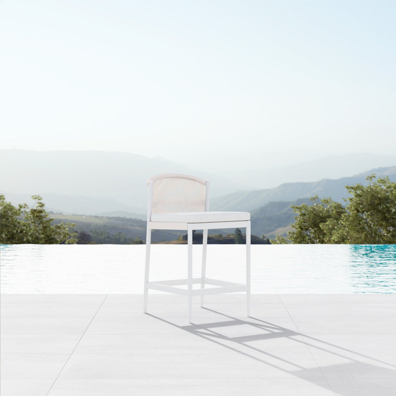 Catalina Patio Bar Stool with Cushion, Sand, 32.48" H