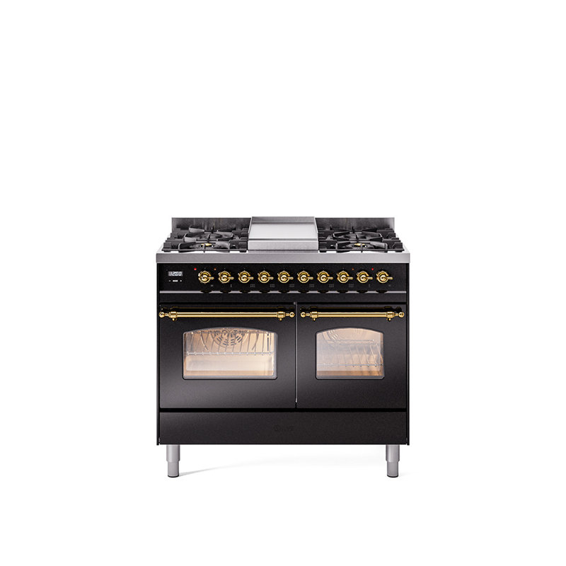 ILVE Nostalgie II 40 in Dual Fuel Range, Antique White/Chrome, Liquid Propane