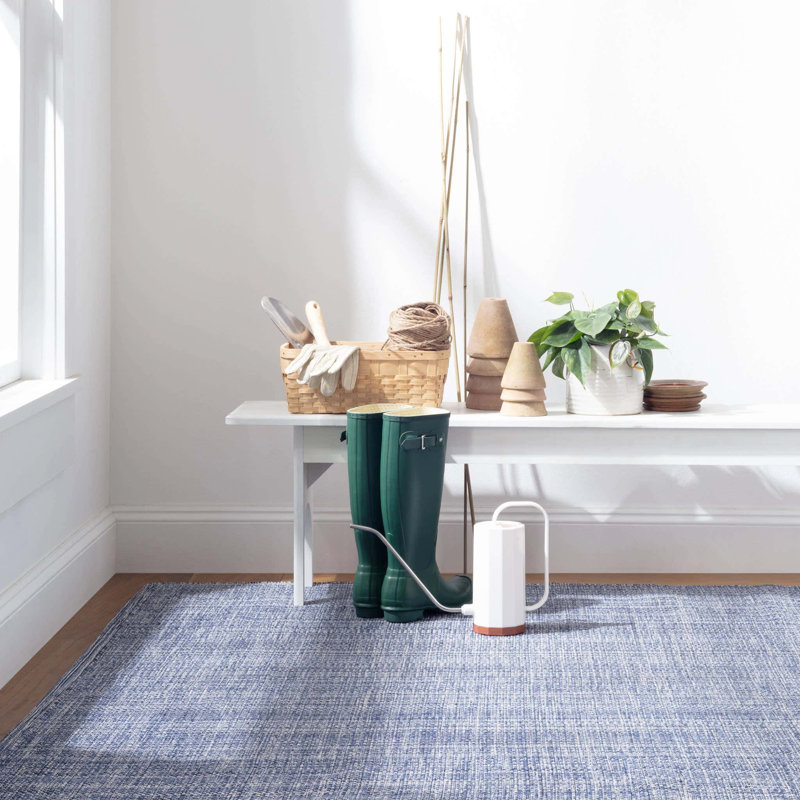 Fusion Blue Handwoven Indoor/Outdoor Rug, Rectangle 7'6" x 9'6"