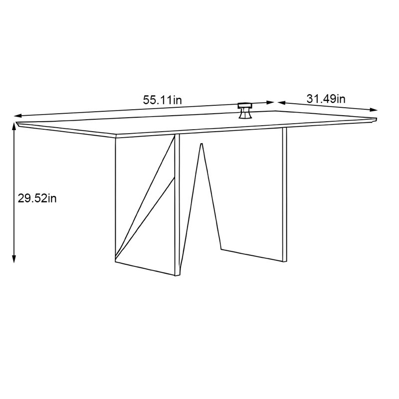 Rectangular ash wood dining table, 29.52"H x 55.11"L x 31.49"W