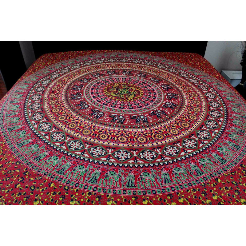 Tapisserie en coton géométrique sanganer, H 68 po x l 102 po