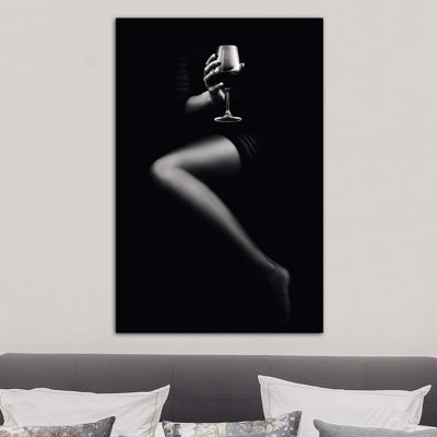 Woman Holding Red Wine by Johan Swanepoel - Wrapped Canvas Print
