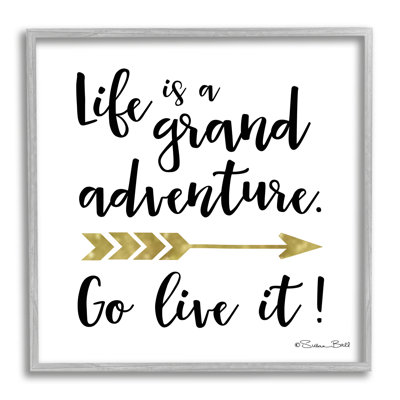 «Life Is A Grand Adventure», panneau d'inspiration bohème blanc, estampe numérique texturée de Susan Ball
