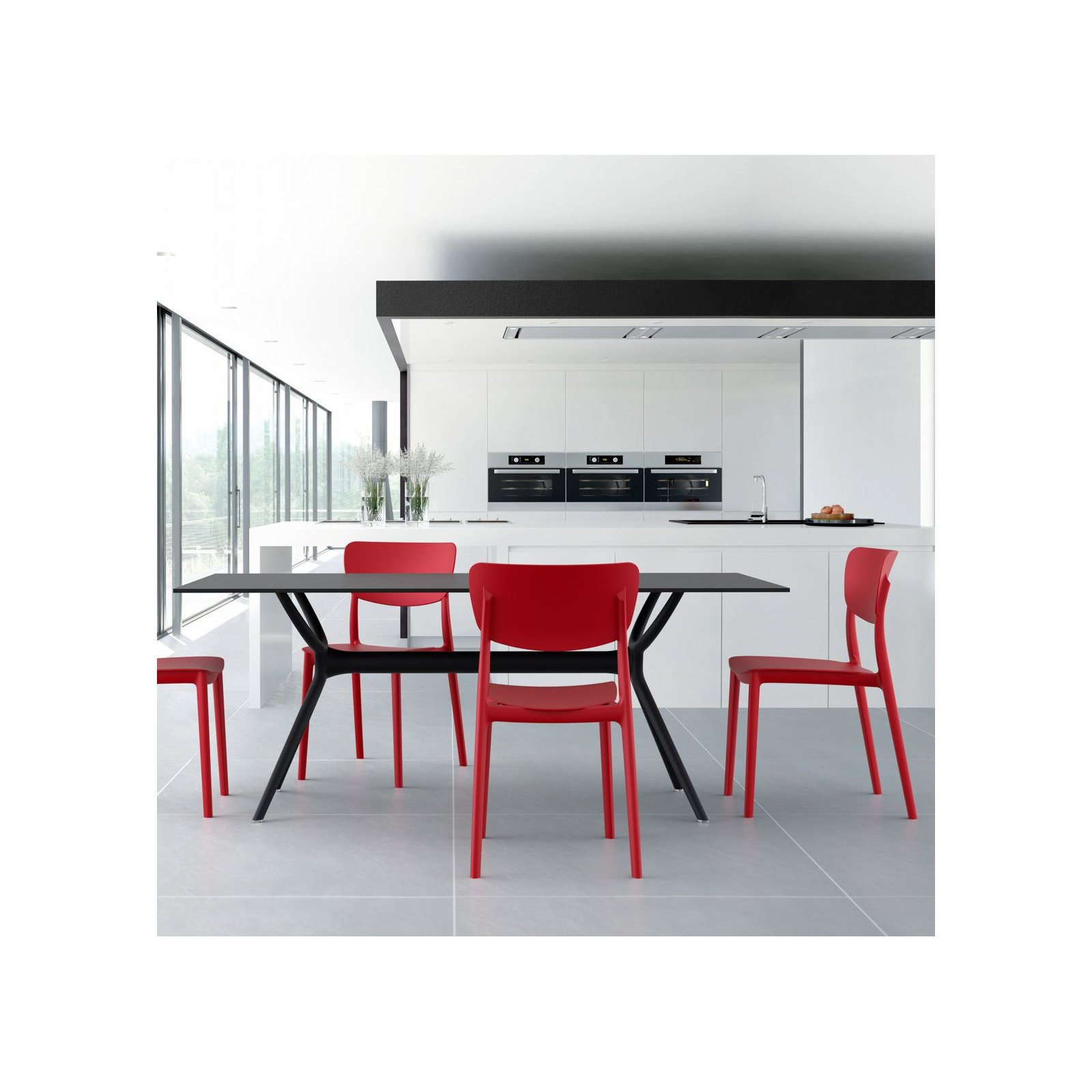 Farrah Outdoor Stacking Dining Side Chair, Red