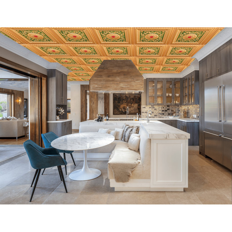 Carreau de plafond en PVC 2 pi x 2 pi Falkirk Perth, Or / vert / rouge