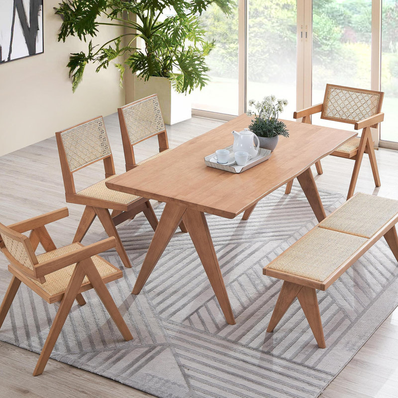 Velentina Rattan & Natural Finish Dining Table