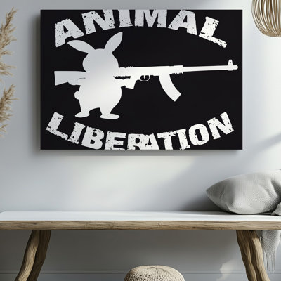 Toile, silhouette stylisée d'un personnage de lapin caricatural représenté dans un art mural, couleur blanche audacieuse sur fond noir