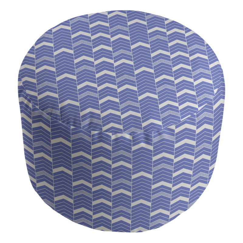 repose-pieds à chevrons en deux couleurs, Bleu pâle