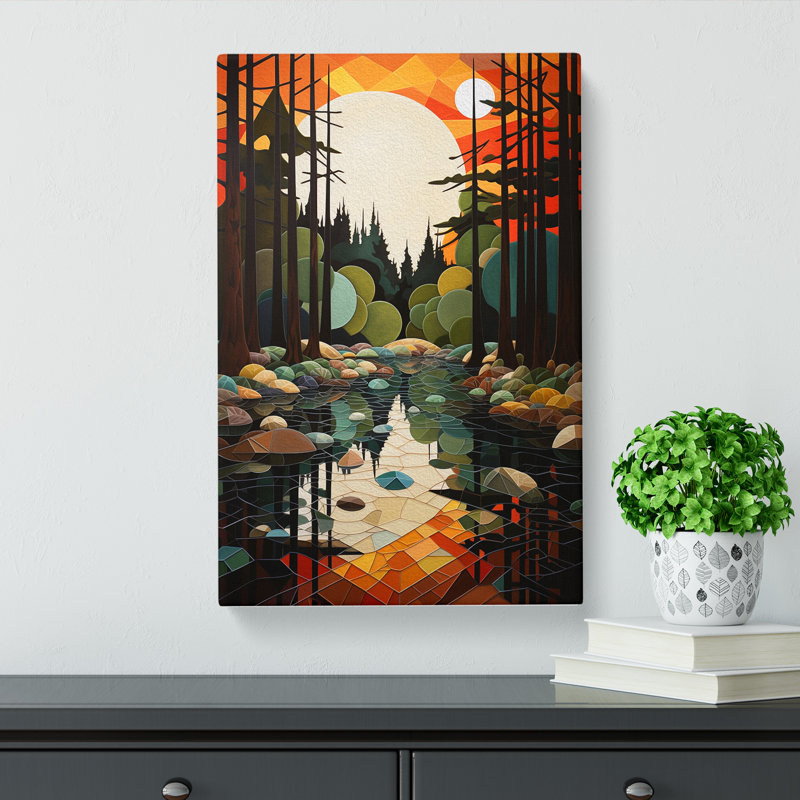Pond Geometric No.2 - Wrapped Canvas, 60cm H x 40cm W x 3cm D
