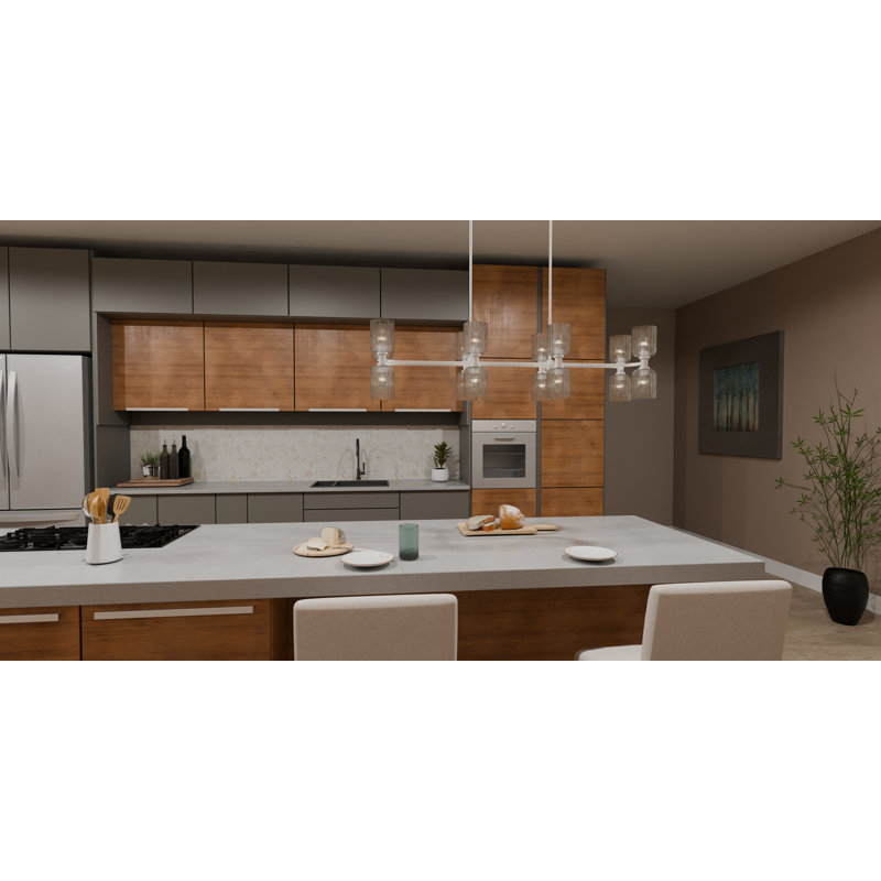 Luminaire pour îlot 16 lumières Edmundo, Nickel brossé