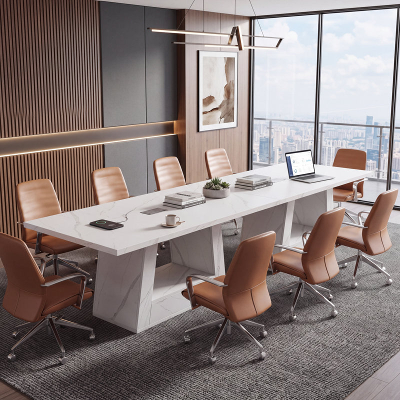 63" Modern Executive Desk With Sturdy Base, White