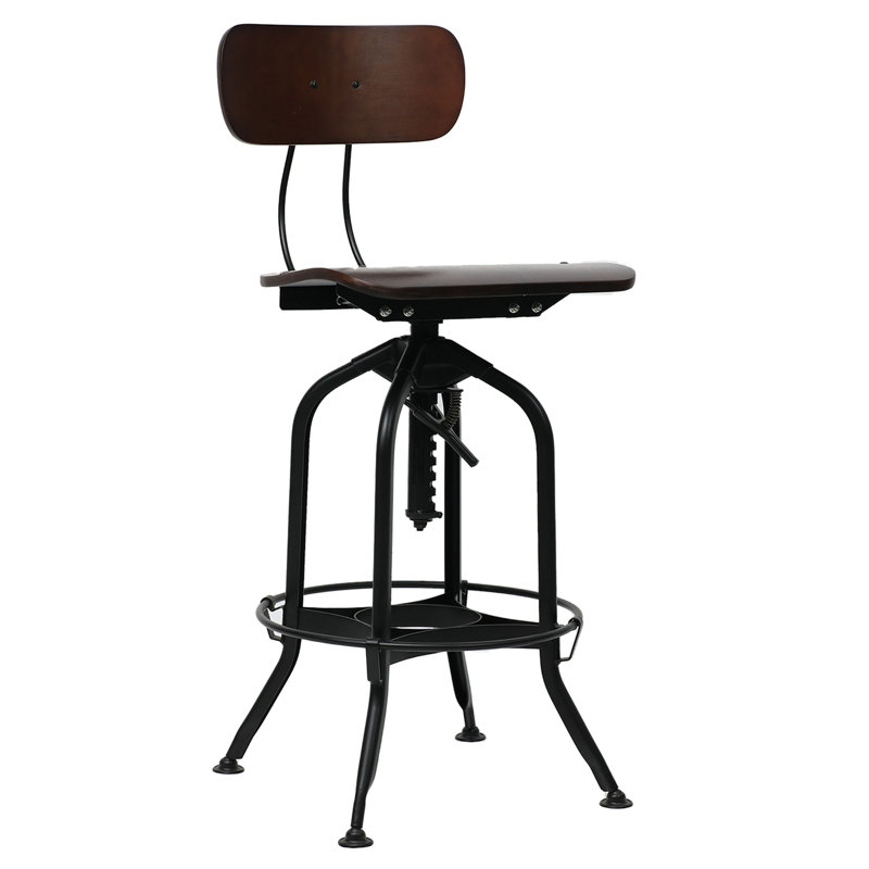 Tabouret pivotant à hauteur réglable Edelstein, Noyer foncé/noir