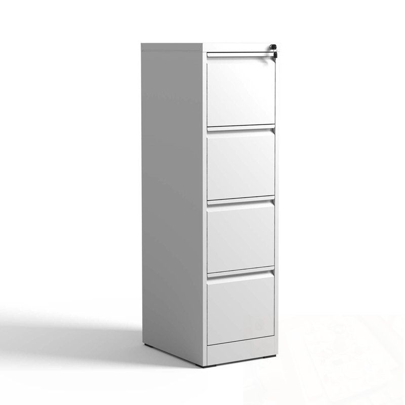 Classeur vertical en métal avec serrure et 4 tiroirs, Blanc
