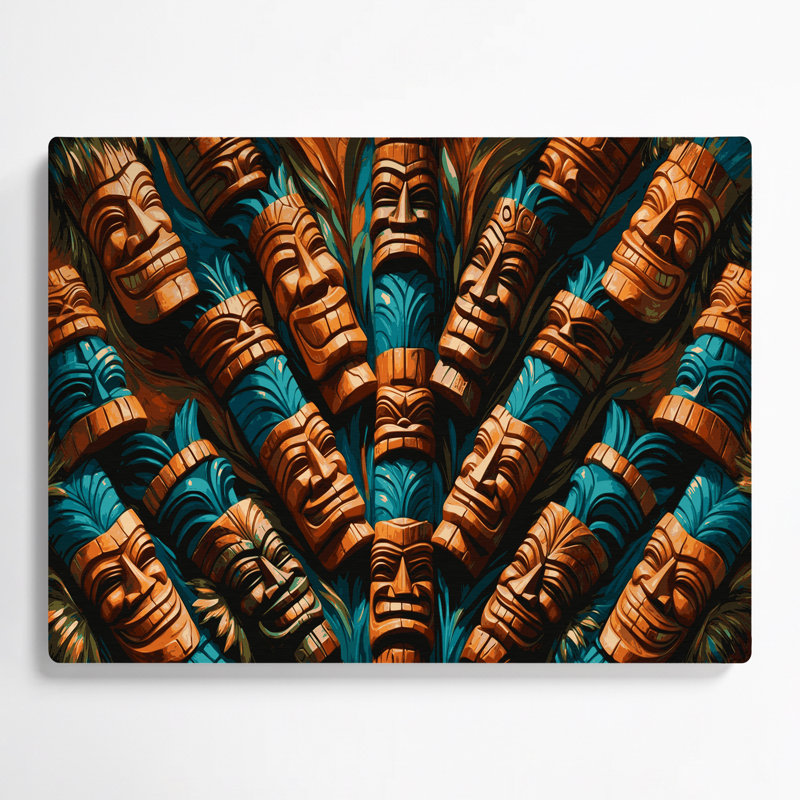 Tiki hawaïen, art mural brun en métal, H 20 po x l 24 po