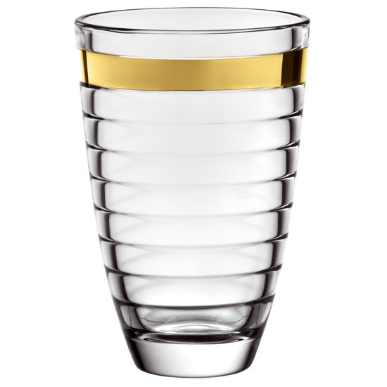 Elegant Gold Band Clear Glass Table Vase