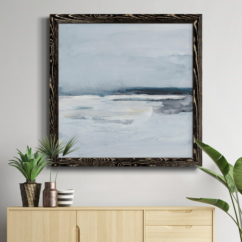 Inky Coastline II - Toile encadrée de qualité supérieure - prête à être accrochée, H 20 po x l 20 po x P 1,5 po, Noir
