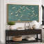 «Serene Sky Cranes In Flight On Teal», reproduction d'art sur toile encadrée-111375402-98042048