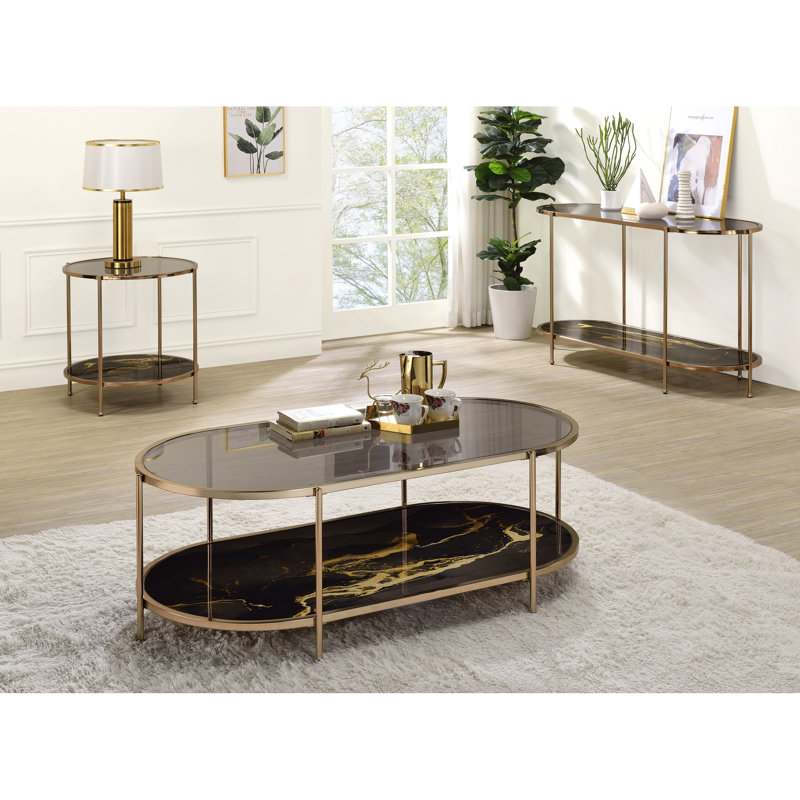 Table de chevet noire à imprimé marbre avec structure en métal et table d'appoint élégante de style contemporain
