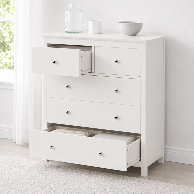 Nairn White 2+3 Drawer Chest of Drawers, Stylish Combo Chest