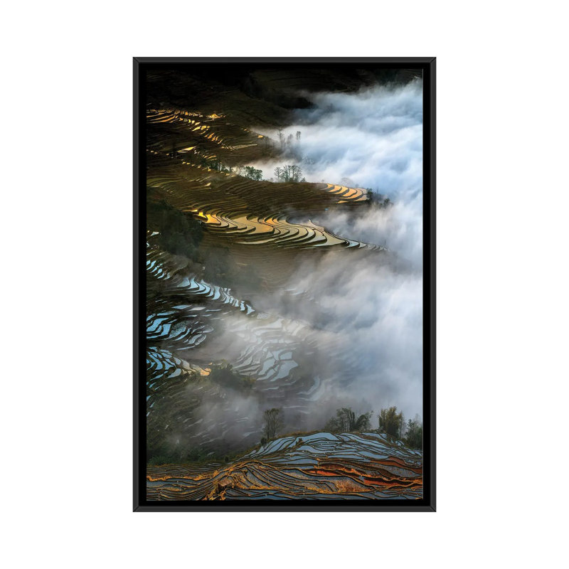 Colourful Rice Terraces by Hua Zhu - Floater Frame Print on Canvas, Black Floater Framed, 66.04 cm H x 45.72 cm W