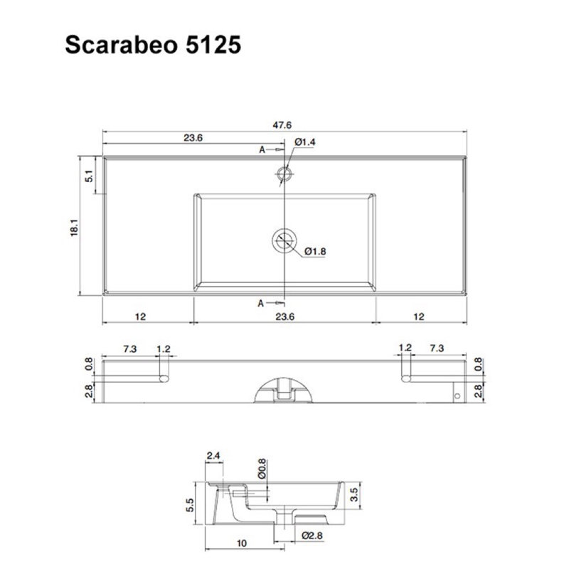 Scarabeo By Nameeks 18.1'' Glossy White Ceramic Rectangular Bathroom Sink with Overflow, No Hole