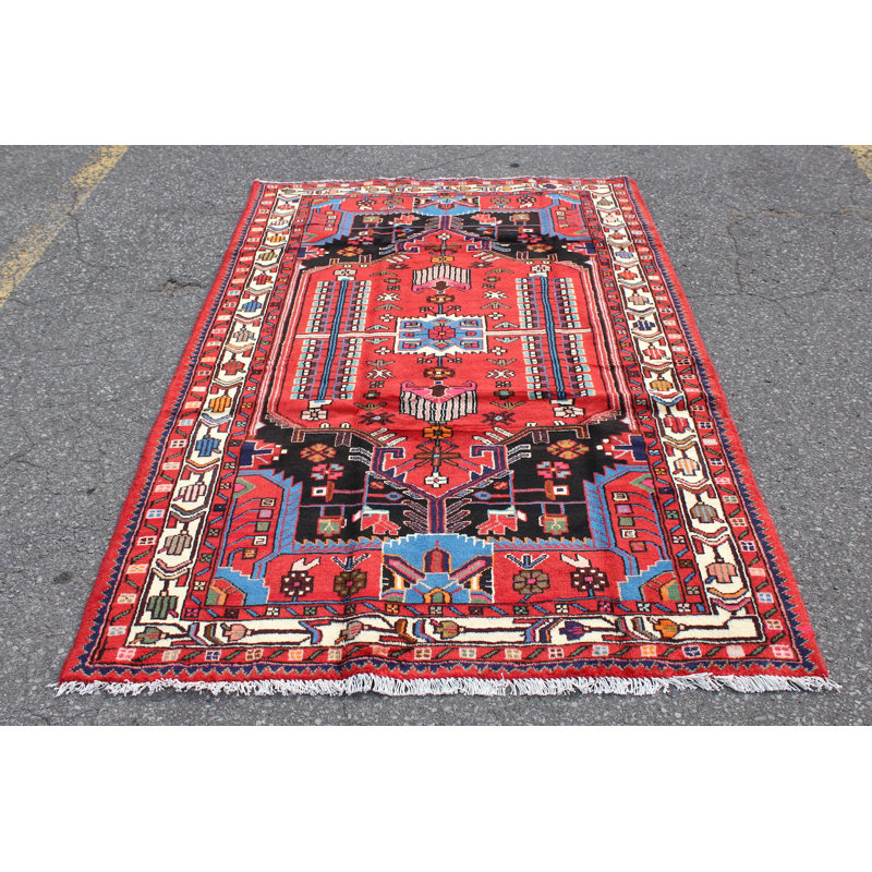 Tapis tribal géométrique rouge 4X7