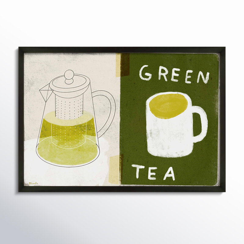 Green Tea Print by Marco Marella For Studio M, White Canvas Framed, 17.5" H x 25" W
