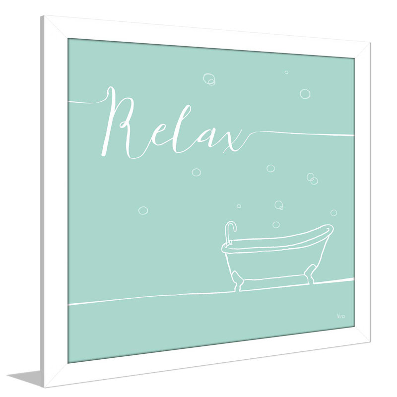 «Underline Bath V Teal», art textuel, H 31,5 po x l 31,5 po x P 1 po, Cadre blanc