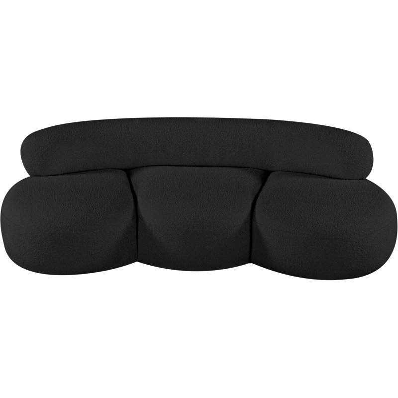 Isia 88.5'' Armless CAL117 Compliant Sofa, Black Boucle Fabric