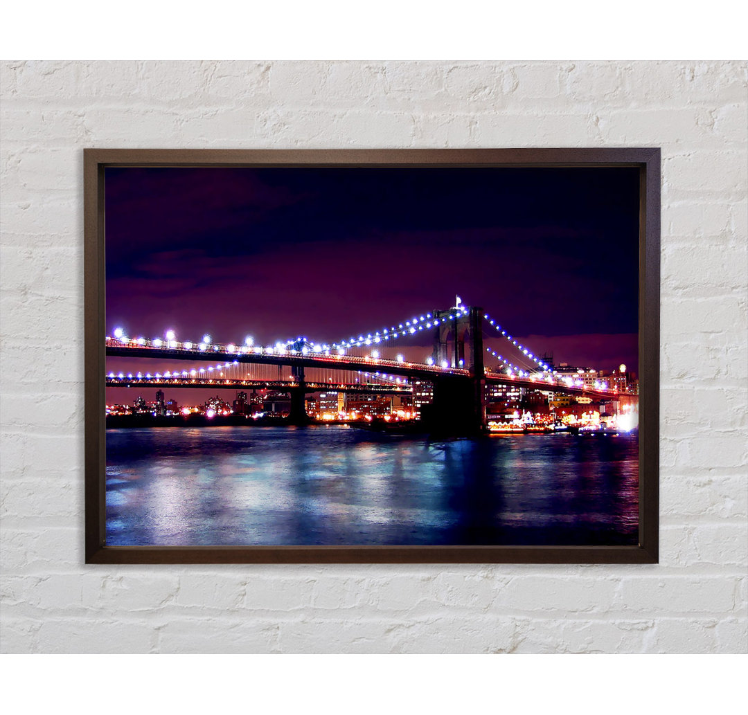 Brooklyn Bridge Lights By The Water - Einzelbildrahmen Kunstdrucke auf Leinwand