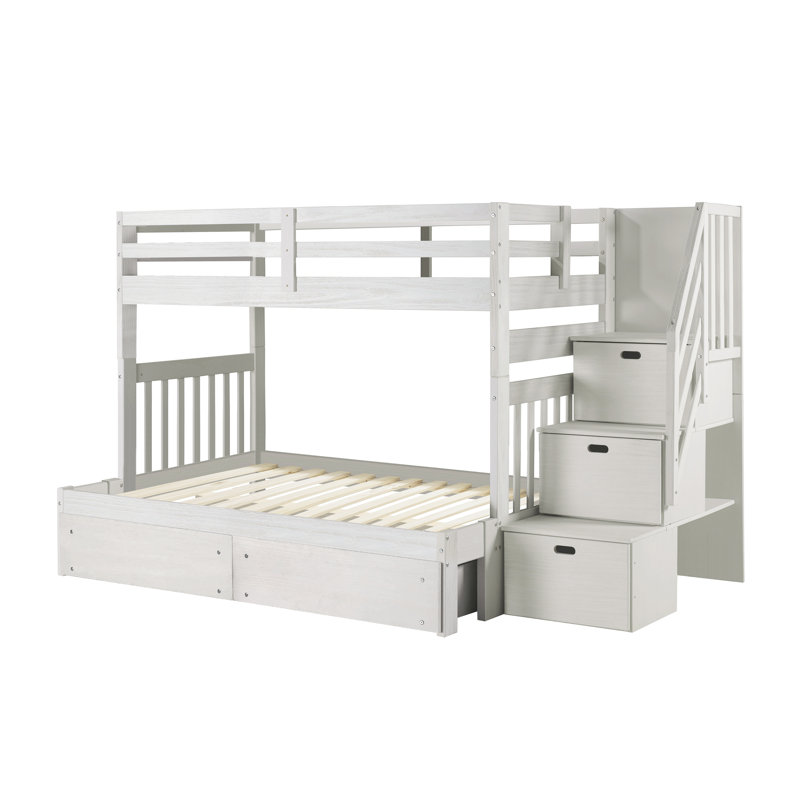 Ahmia Kids Twin Over Full Bunk Bed, White Mist