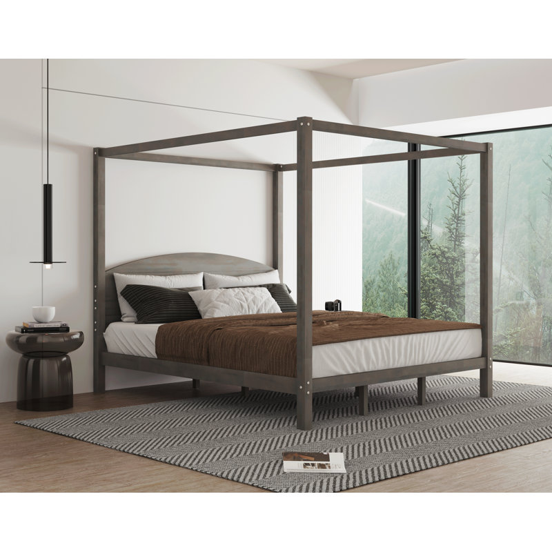 Igors Canopy Bed, Brown Wash