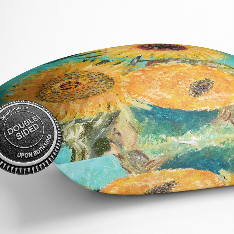 Sunflowers In A Vase Square Throw Cushion, 55cm H x 55cm W x 20cm D