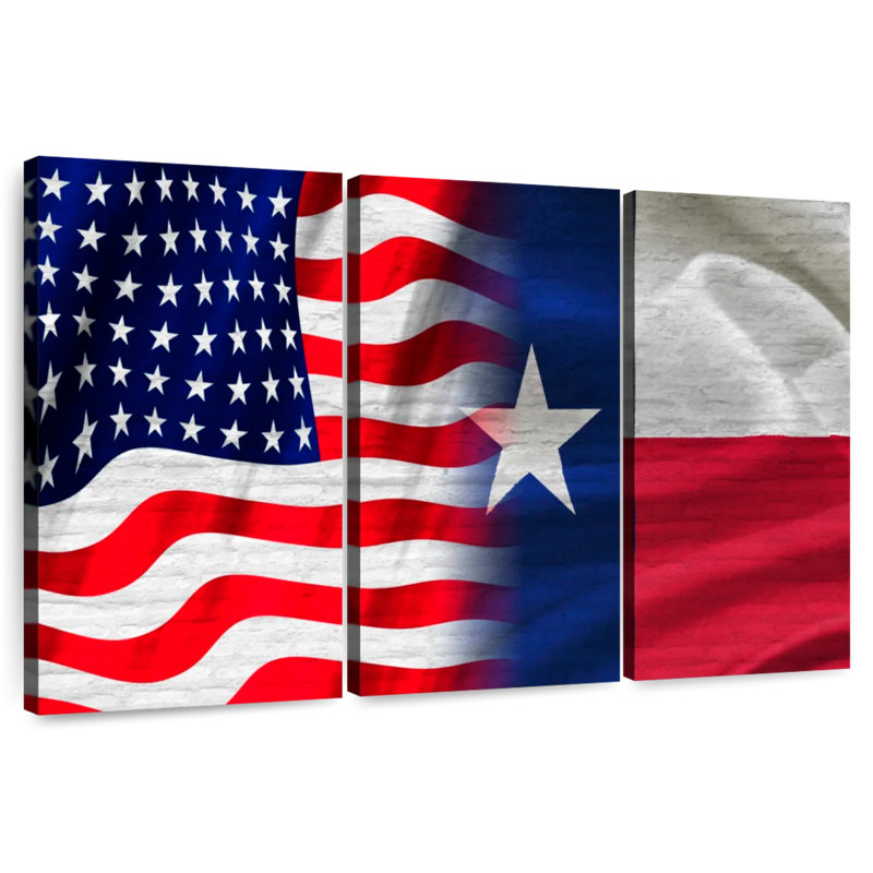 Borges US And Texas Flag, 32" H x 50" W