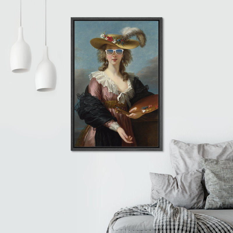 " Feather Hat Sunglasses ", 36" H x 24" W, Black Floater Framed