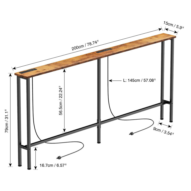 Canapé-console 78 po avec prises électriques