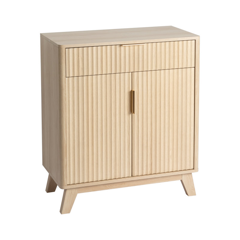 Modern Fluted Storage Cabinet With Drawer And Adjustable Shelf
