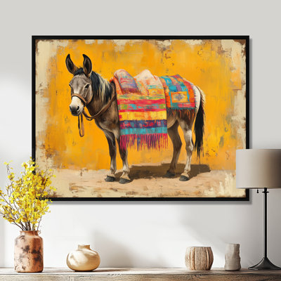"Burro in a Festival" - Art mural sur toile, "Folk mexicain"