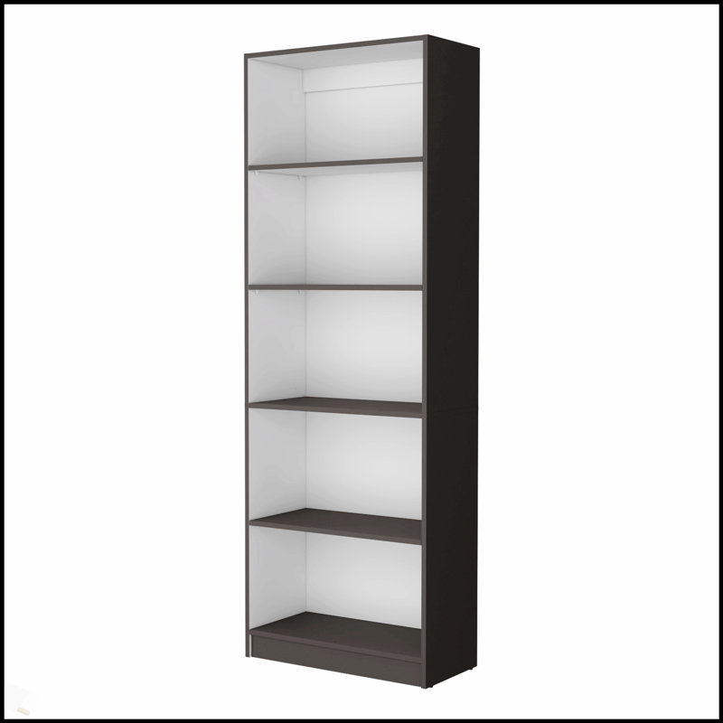 Stylish Matt Gray And White 5-Shelf Bookcase With Spacious Storage For Modern Interiors