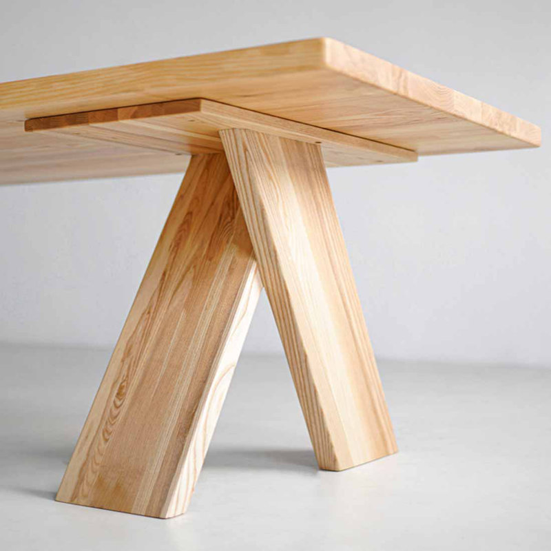 Table de salle à manger simple et moderne en bois de frêne massif, H 29,53 po x L 62,99 po x l 31,5 po