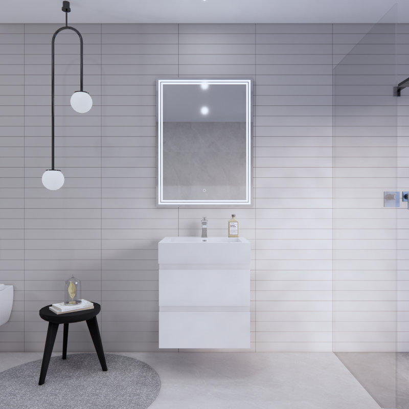 Babajide Bathroom Vanity with Acrylic Top, High Gloss White