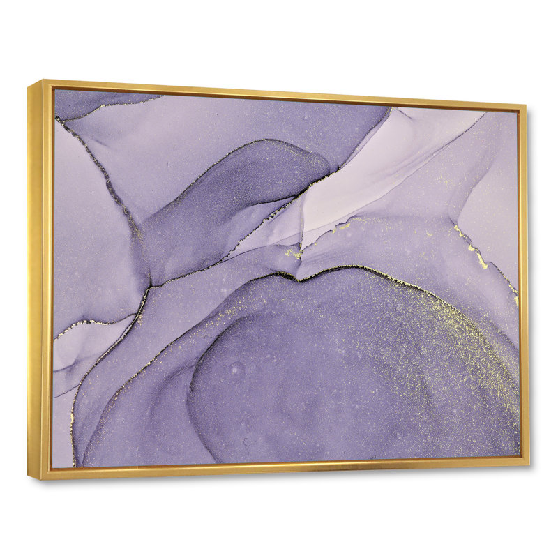 «Mauve et gris», impression sur toile, Cadre flottant doré, H 24 po x l 32 po x P 1 po